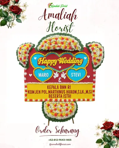 Karangan Papan Bunga Pernikahan di Pogalan